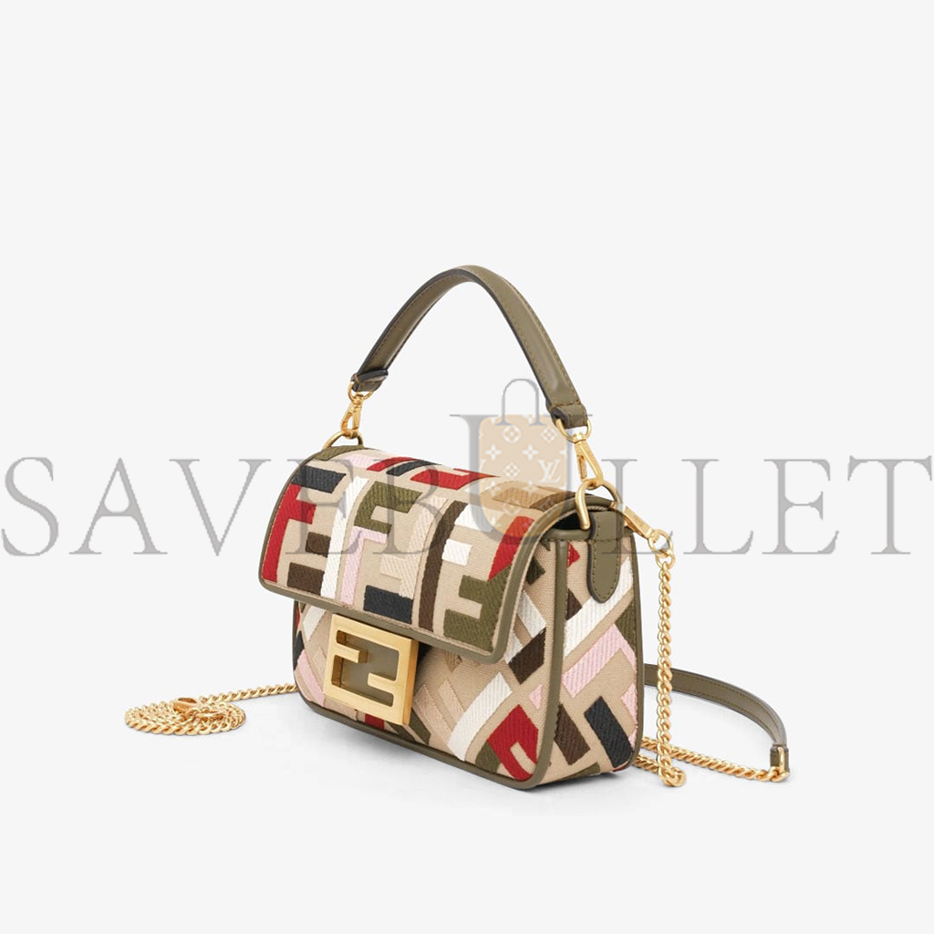 F**di baguette mini canvas bag with multicolor ff embroidery 8bs017anh4f1q6o (20*13*5cm)